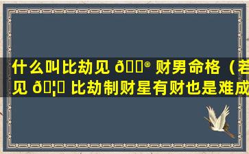 什么叫比劫见 💮 财男命格（若见 🦅 比劫制财星有财也是难成行）